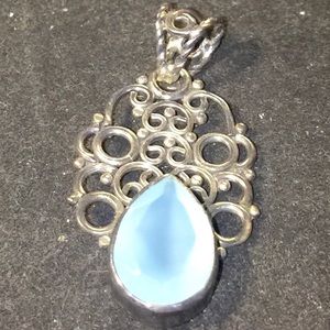 Sterling Silver Lt Blue Sapphire Charm